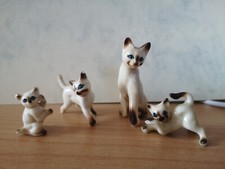 4 kleine Siam-Katzenfiguren  aus Sammlungsauflösung für Setzkasten