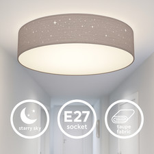 Deckenleuchte Sterndekor Stoff-Lampe Textil Kinderzimmer Schlafzimmer taupe E27