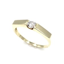 14kt Gelbgold Ring 585 Gold Brillant Schmuck 0.27ct Diamant Solitär 18.8mm / 59