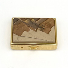 Vintage Pillendose Onyx Marmor Schmuckbox Edelstein Gold Schatulle Dose RAR 3511