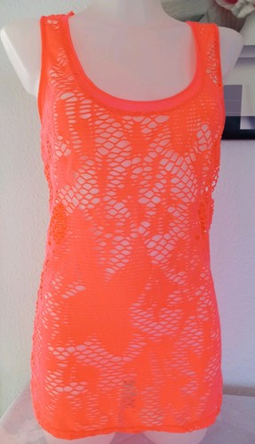 Damen longtop neon orange pink - orange,