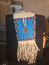 Tasche Indianisch, Pipebag, Hirschleder bestickt mit 1mm Perlen Seedbeads