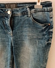 Cecil Damen Capri Jeans Hose Gr.44, Blau Mit Waschung Modell Scarlett