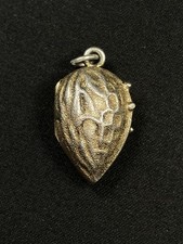 Antikes Jugendstil Medaillon Silber Mandel Kettenanhänger Glücksbringer Selten