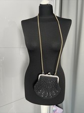 Vintage Kleine Umhänge Tausche Mit Perlen Schwarz Kette Gold