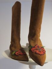 Neu! Stiefel von Miu Miu, Wild-Leder braun, Gr. 38, Applikation, Made in Italy