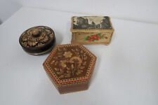 3 alte Holzdosen - Andenken  -