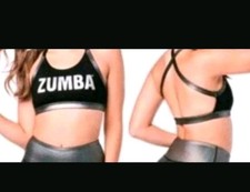 NEU ZUMBA Gr.S 'Spirit Bra' OPEN BACK Metallic Druck SPORT BH