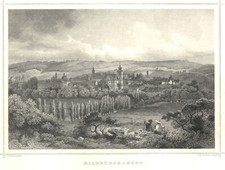 Hildburghausen Original Stahlstich Poppel 1870