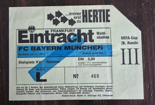 Ticket uefa cup - ticket, 77/78