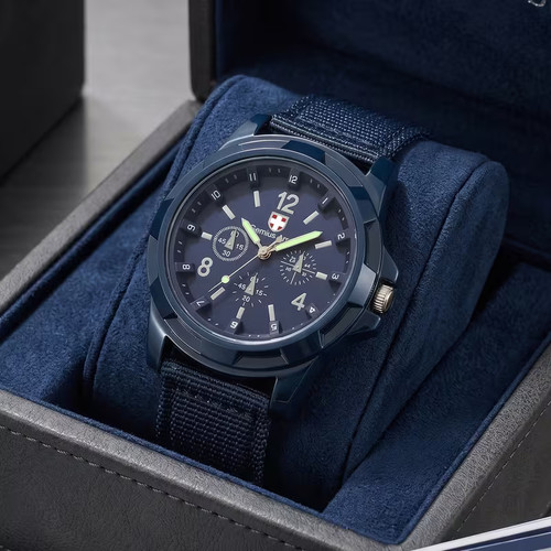 Elegante herren sportuhr blau - sportuhr,