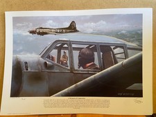 NO 1 ARTIST PROOF Luftfahrt Kunstdruck B17 Fliegende Festung ME109 Ace Franz Stigler