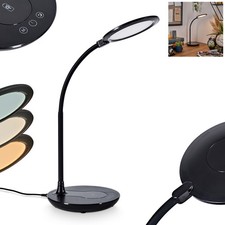 HOFSTEIN Busca Tischlampe dimmbar Kunststoff Schwarz/Weiß Schreibtischleuchte