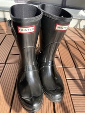 Hunter Wellington Gummistiefel Schwarz Glossy Boots Gr. 38 - Guter Zustand