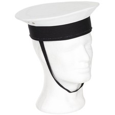 Original Italienische Matrosenmütze Tellermütze Armee Marinemütze Bootsmann weiß