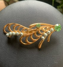 Gablonzer Brosche Amer. Double, Vintage , Schmuckperlen-Strass Vintage !410