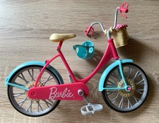 Barbie Fahrrad für Barbie Puppe, mit Helm und Blumenkorb