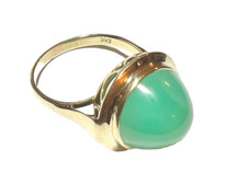 Damen Jade Ring 585 Gold 14 Karat Goldring Größe 60 Naturjade Gold Ring