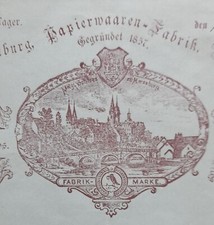 ALTE RECHNUNG MERSEBURG HALLE SAALE PAPIERHANDLUNG B.A. BLANKENBURG 1894 FARBE!!