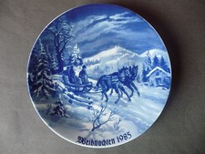 Weihnachtsteller Zierteller Weihnachten 1985 / Lichte Kobalt Porzellan