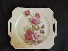 Antiker C.T. Tielsch TPM Altwasser Porzellan Teller Platte Quadratisch Perlrand 