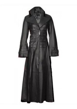 Damen Echt Leder Wintermantel Steampunk Style Goth Matrix Trench Long Coat