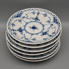6er Set kleine Teller - Royal Copenhagen blau geriffelte Halbspitze - 12,5 cm Durchmesser