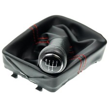 Schaltsack Schaltknauf für VW Polo 9N Bj, 2001-2009 GTI look Rot 5 Gang Rahmen