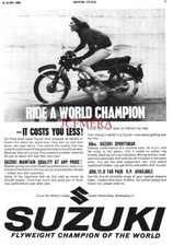 Suzuki "50cc M12" Mofa Motorrad Werbung Oldtimer 1964 Printanzeige 694/47