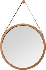 Wandspiegel, Flur Spiegel, Badspiegel, mit Verstellbarer Lederband (braun, 38 cm