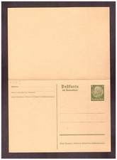 Deutsches Reich 1933-45 Postkarte/Antwortkarte mit Hindenburg-Frankatur ungebr.