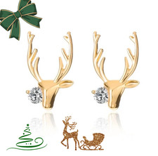 Damen Ohrringe Gold Reindeer