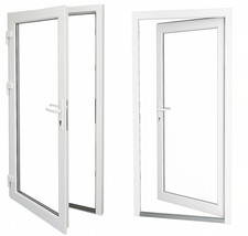 JeCo Nebeneingangstür Kunststoff Nebentür außenöffnend weiß Klarglas Ganzglas