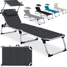 KESSER® Sonnenliege Gartenliege Alu Strandliege Dach & Kopfkissen klappbar 212cm