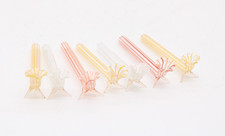 7x Messer Bänkchen aus Glas Tischvasen Set Streifen 50er Liegevasen Vintage