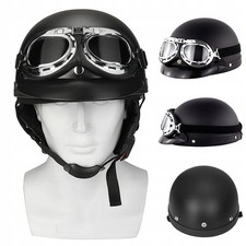 NEU Helm Halbschale plus Brille Motorrad Motorradhelm Retro DDR Oldtimerhelm
