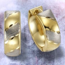 Funkelnde diamantierte Creolen im Bicolor Design aus 333 Gelbgold