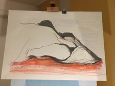 Wandbild Original LAUNE 50x70 cm Softpastell rot schwarz