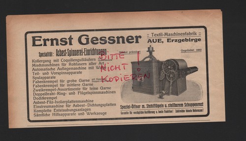 Aue werbung 1912 - aue,, ernst