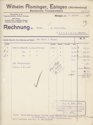 Rechnung ebingen rominger - rechnung,