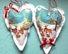 Handarbeit❤️XXL Anhänger StoffHerz Weihnachten Deko Rehe Engel Kerze Tilda   