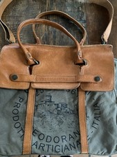 Campomaggi Tasche Canvas Grün Leder Cognac
