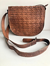 5th Avenue Handtasche Umhängetasche geknotet geflochten Braun Echt Leder