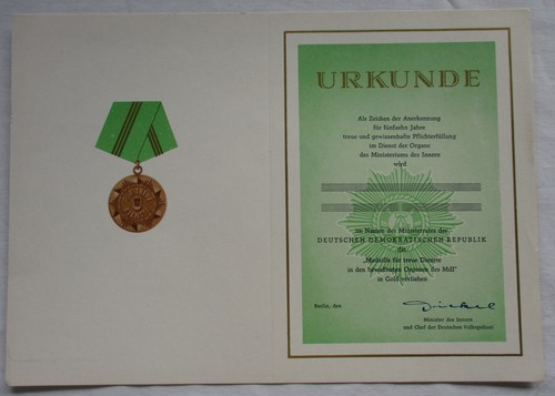 Ddr urkunde medaille treue - urkunde,