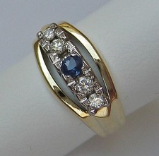 Ring mit Saphir Safir Brillanten Diamanten in aus 14 Kt 585 er Gold 51 fein!