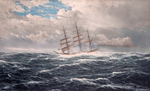 Dreimaster auf see segelschiff - auf,