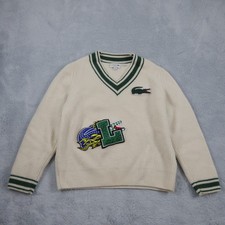 Lacoste Pullover Damen Gr. M Tennis Sweater Grobstrick Wolle Cricket Sweatshirt