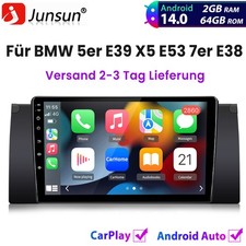 2+64GB Carplay Android 14 Autoradio GPS Navi BT Wifi DAB+ Für BMW 5er E39 X5 E53