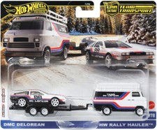 1:64 Hot Wheels Premium 2025 Team Transport JBM35 DMC DeLorean & HW Rally Hauler