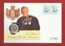 RAINIER III DE MONACO  ** NUMISBRIEF MONACO MIT 5 FRANCS SILBER MÜNZE AUS 1966